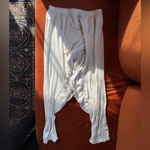 Cream Ribbed Pants dropped crotch, cozy pants!